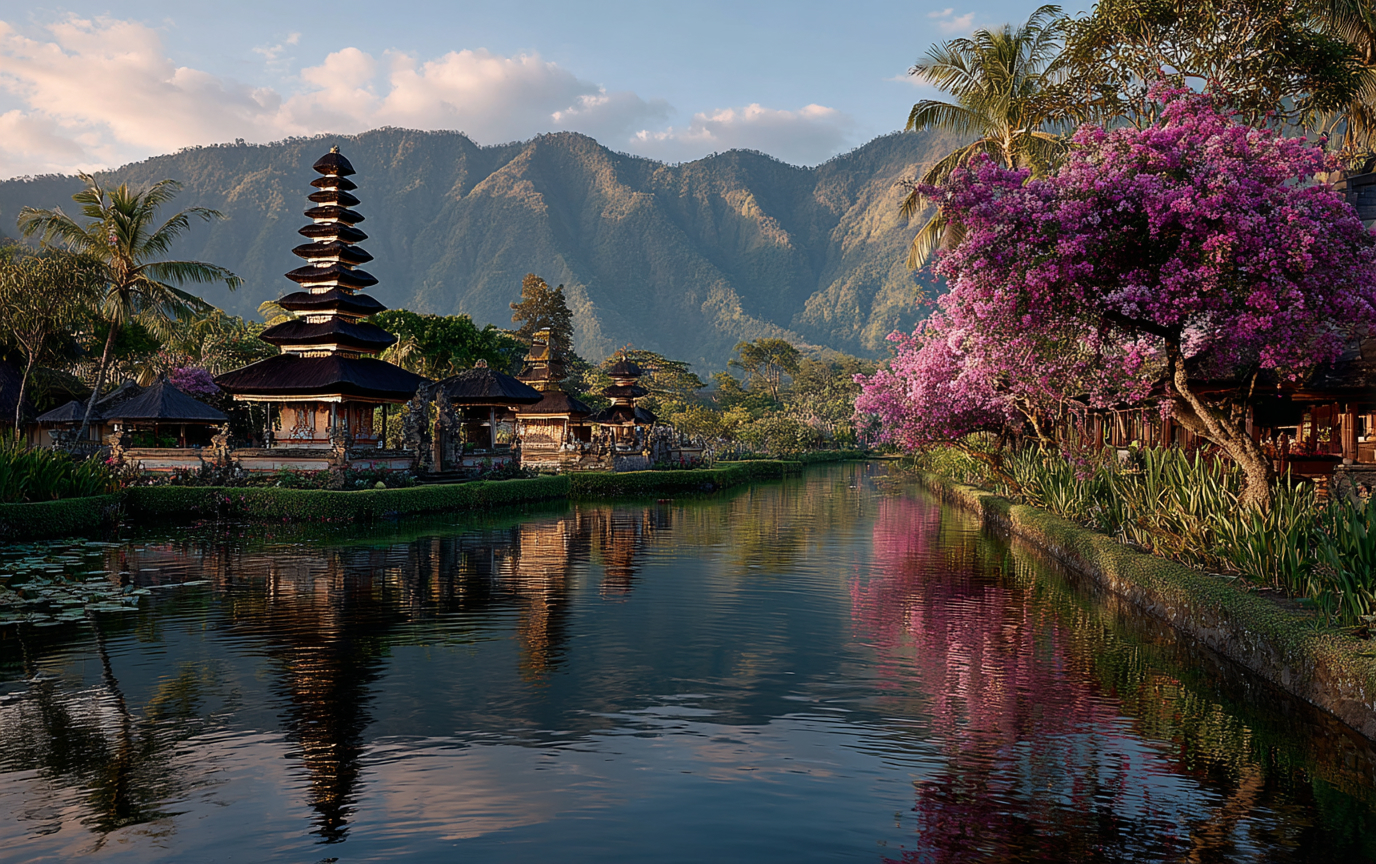 Enhancing Retreats with Exclusive Experiences Balinese temple and lush landscapes enhancing retreat experiences with culture and exclusivity.