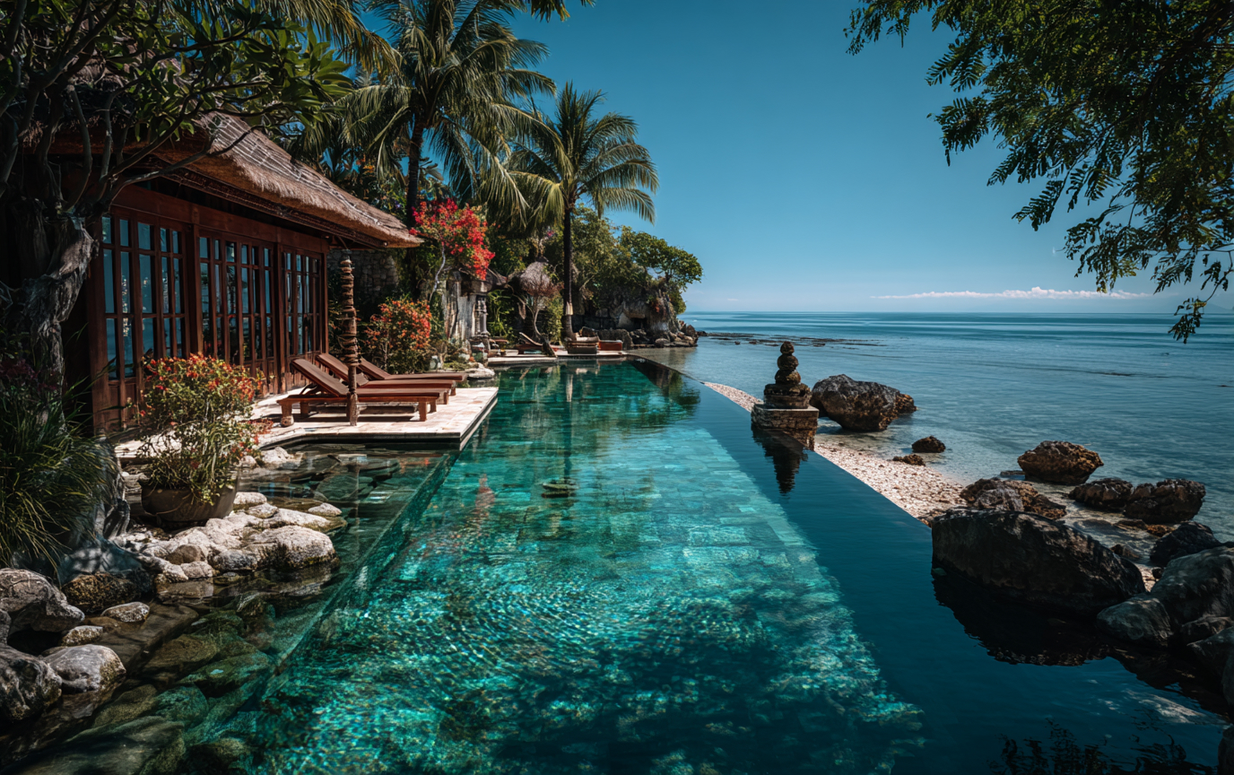Why Bali is Ideal for Executive Team Retreats Infinity pool with ocean views at a luxury Bali villa, perfect for executive team retreats.