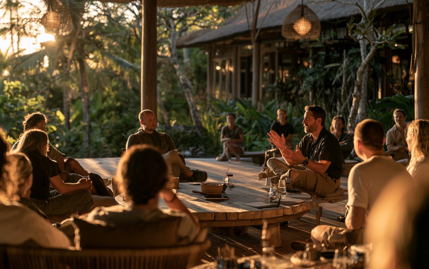Risk Management, Contingency Planning, and Operational Quality Corporate team discussing risk management, contingency planning, and operational coordination during an event in Bali
