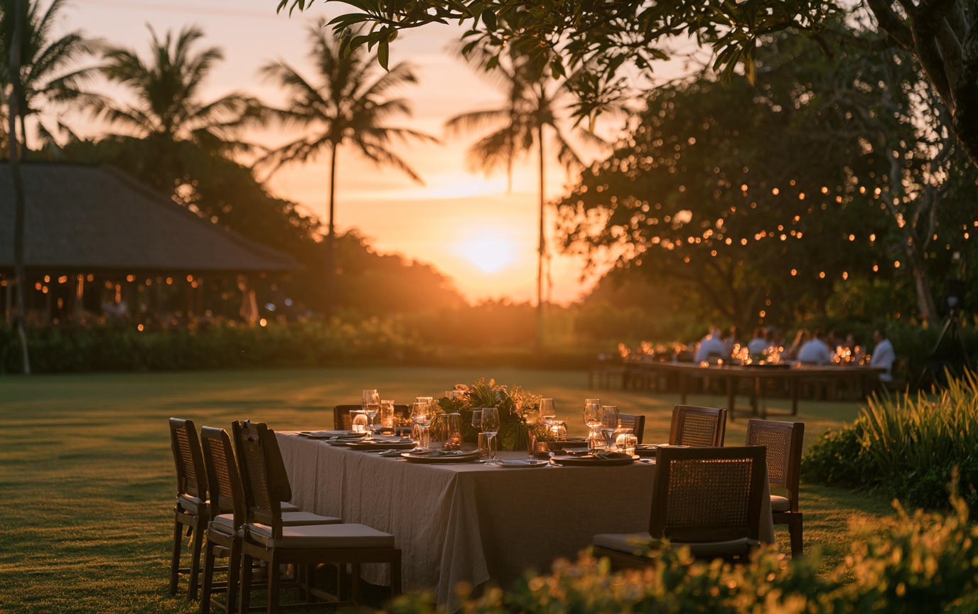 Venue Access, Supplier Scheduling, and Equipment Logistics Corporate event venue setup in Bali with coordinated supplier scheduling, equipment logistics, and outdoor event planning